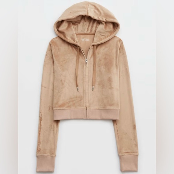 Aerie Velour Zip Up Hoodie - Picture 1 of 4